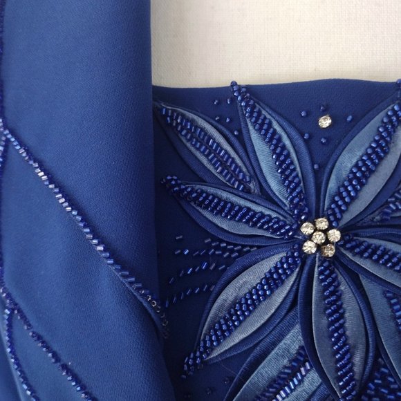 Vintage Y2K Designer Ben Marc Blue Beaded Formal Jacket - Picture 9 of 11